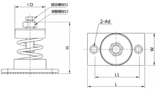 ALJ-03400型弹簧减振器尺寸示意图 ALJ-03400型弹簧减振器尺寸示意图